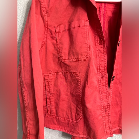 By Anthropologie Chino Coral Swing Button Up Boxy Crop Long Sleeve Jacket Sz S - Picture 8 of 11